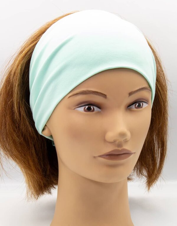 Turbanová čelenka Mint – najširší strih 12 cm so stredovým pásom