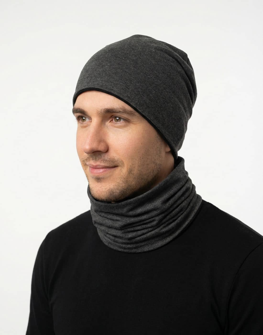 Pánska čiapka a nákrčník Grey - Black 1 Pánska Čiapka a nákrčník Grey black